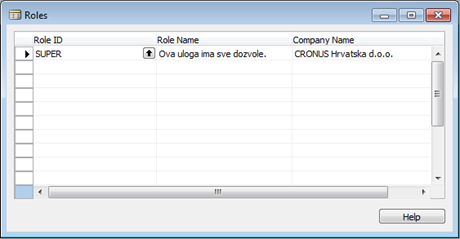 Screenshot: SUPER role for a single company